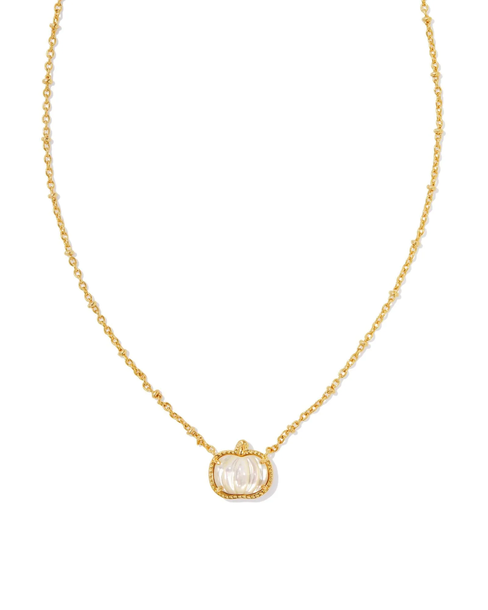 Pumpkin Gold Short Pendant Necklace in Ivory Mother of Pearl