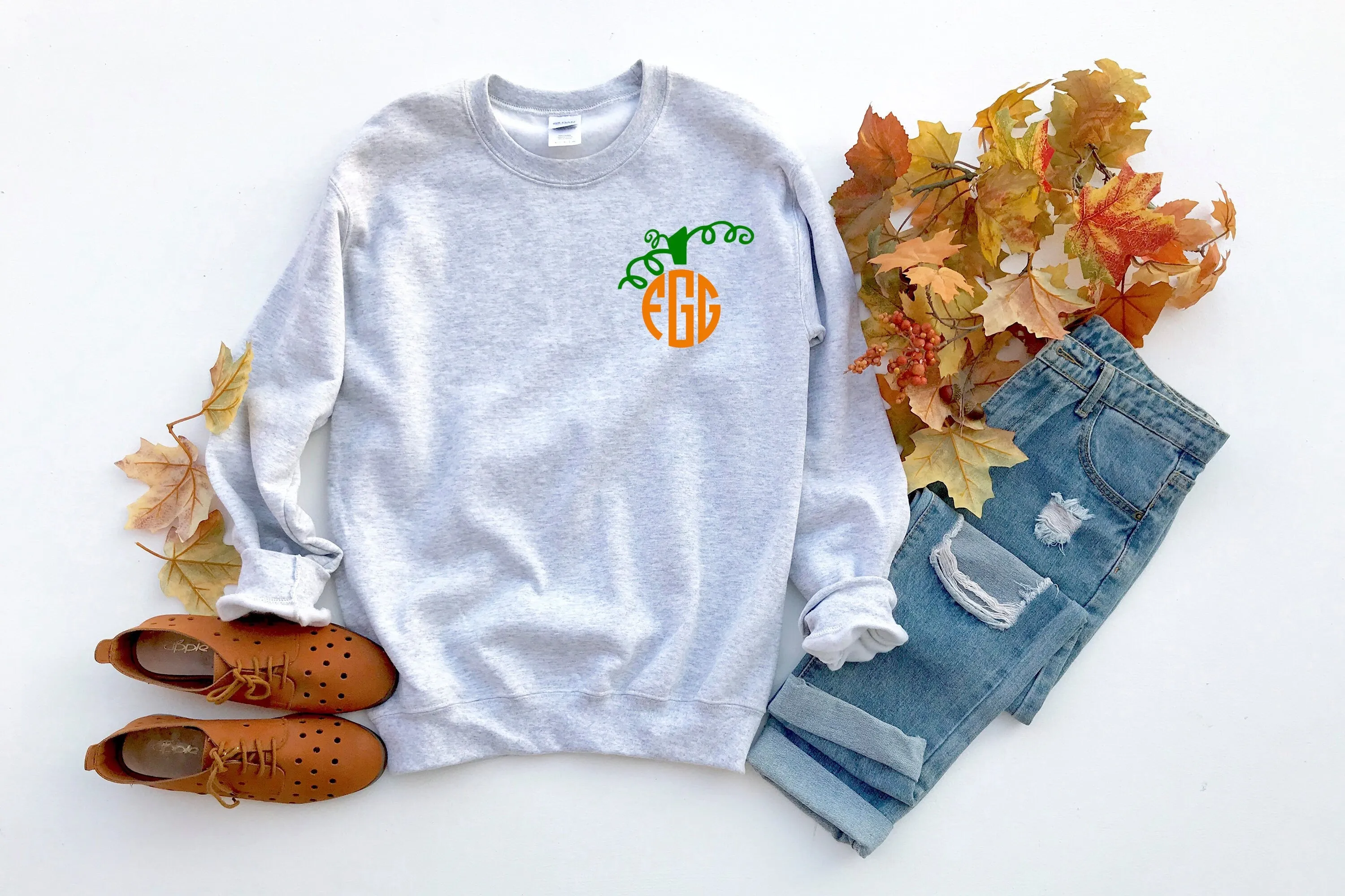 Pumpkin Monogram Womens Sweatshirt
