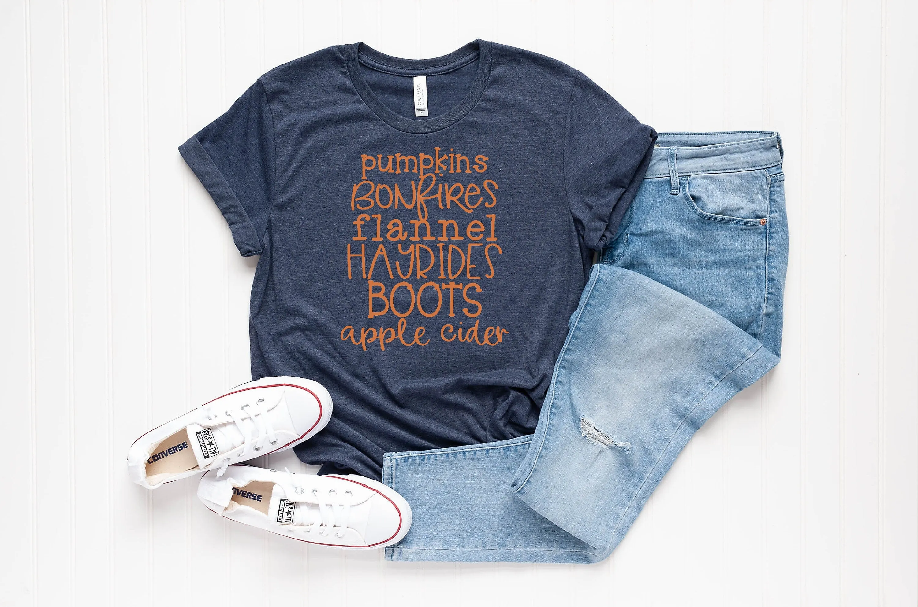 Pumpkins Bonfires Flannel Hayrides Apple Cider T-Shirt