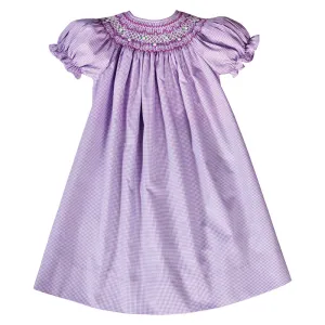 Purple Gingham English Smocked Bishop