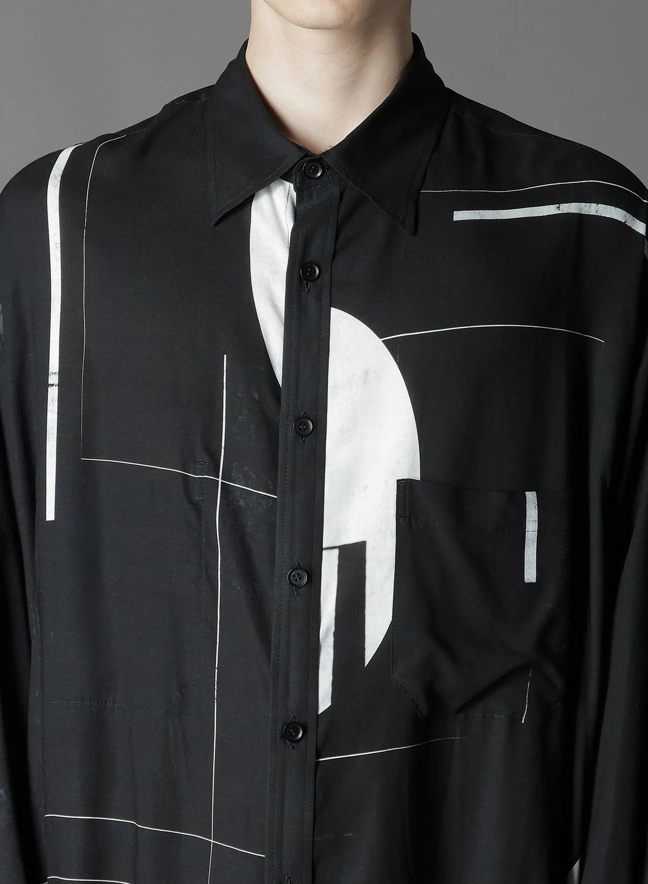 RAYON PRINT DOT PATTERN LONG SHIRT