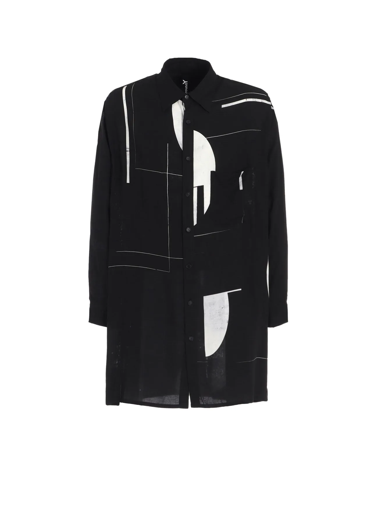 RAYON PRINT DOT PATTERN LONG SHIRT