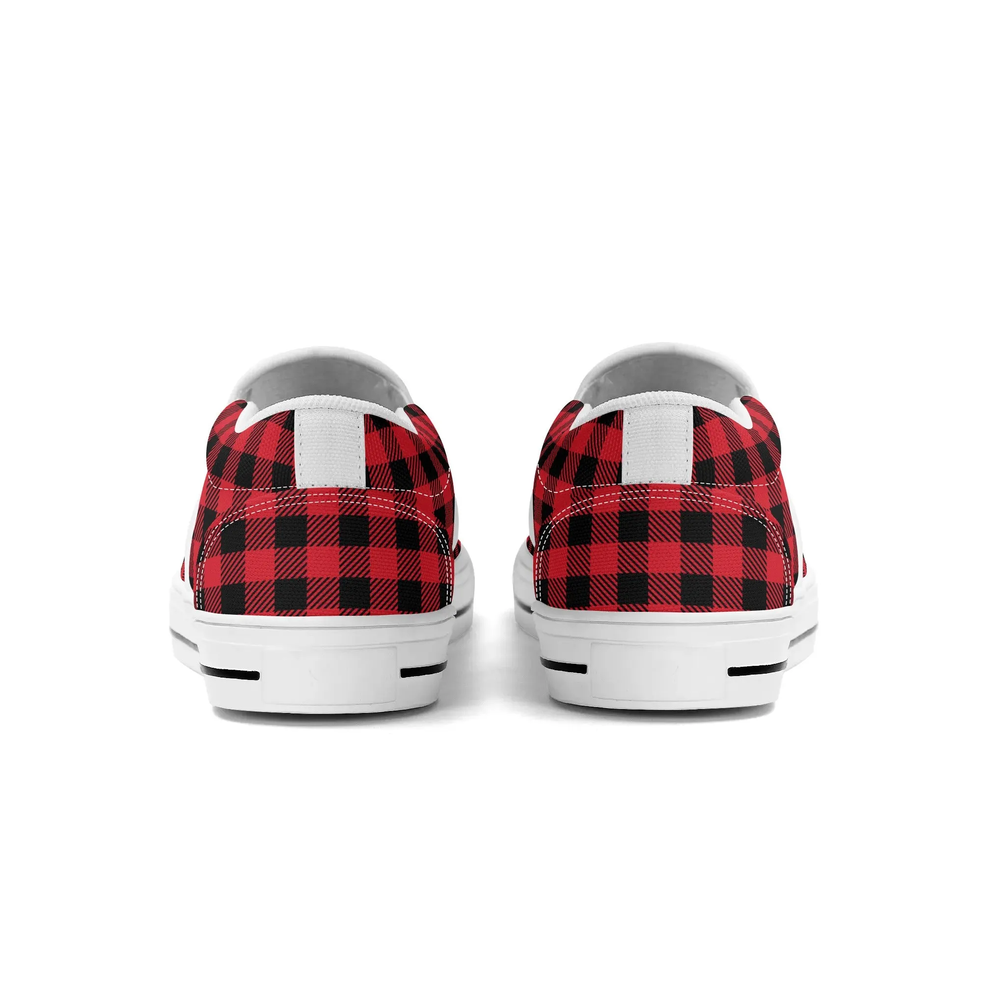 Red Buffalo Plaid Womens Canvas Slip On Shoes