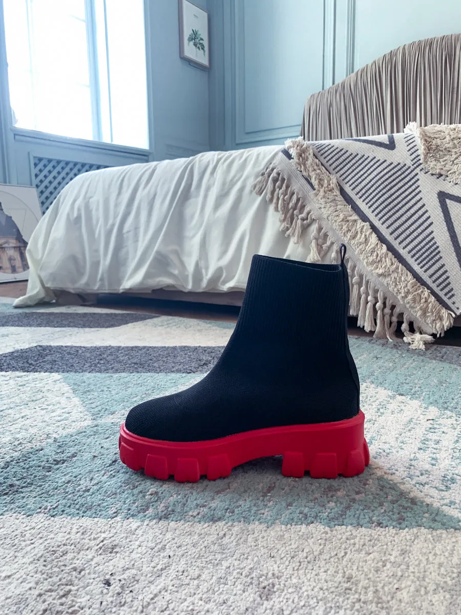 Red Ugly Sole Sock Boots