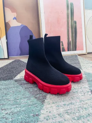 Red Ugly Sole Sock Boots