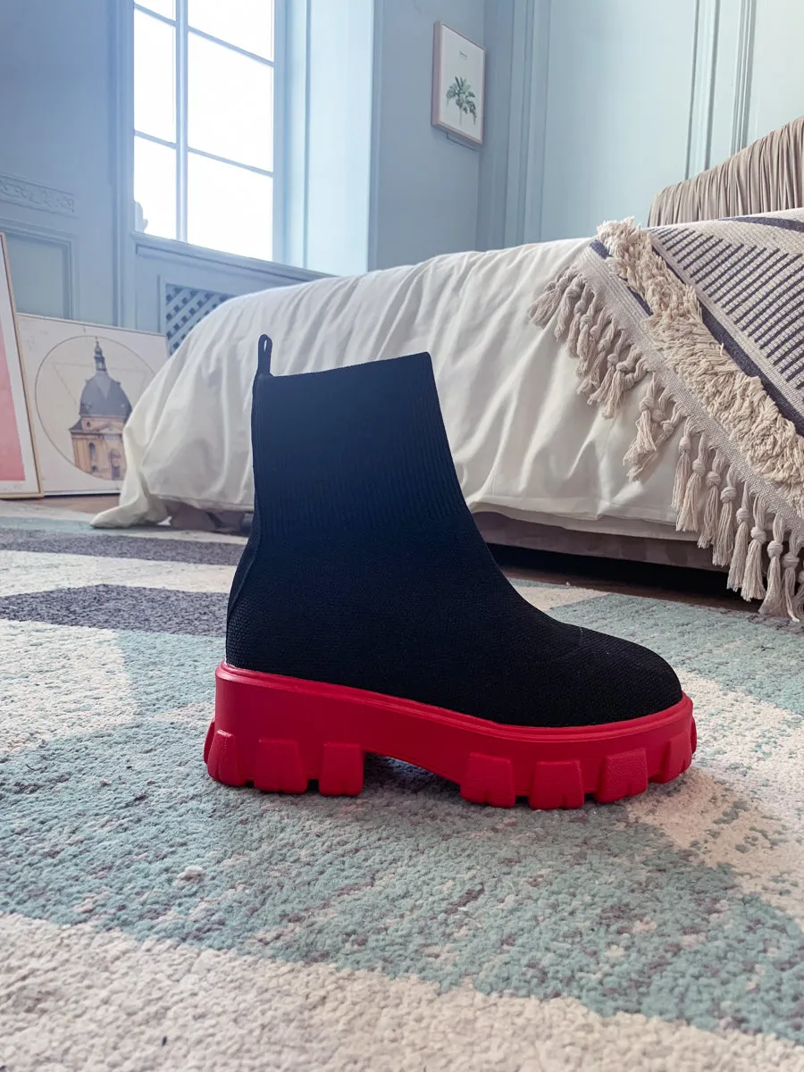 Red Ugly Sole Sock Boots
