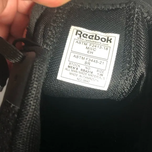 Reebok Fusion Flexweave Safety Composite Toe Work Athletic Sneaker Black 11.5W