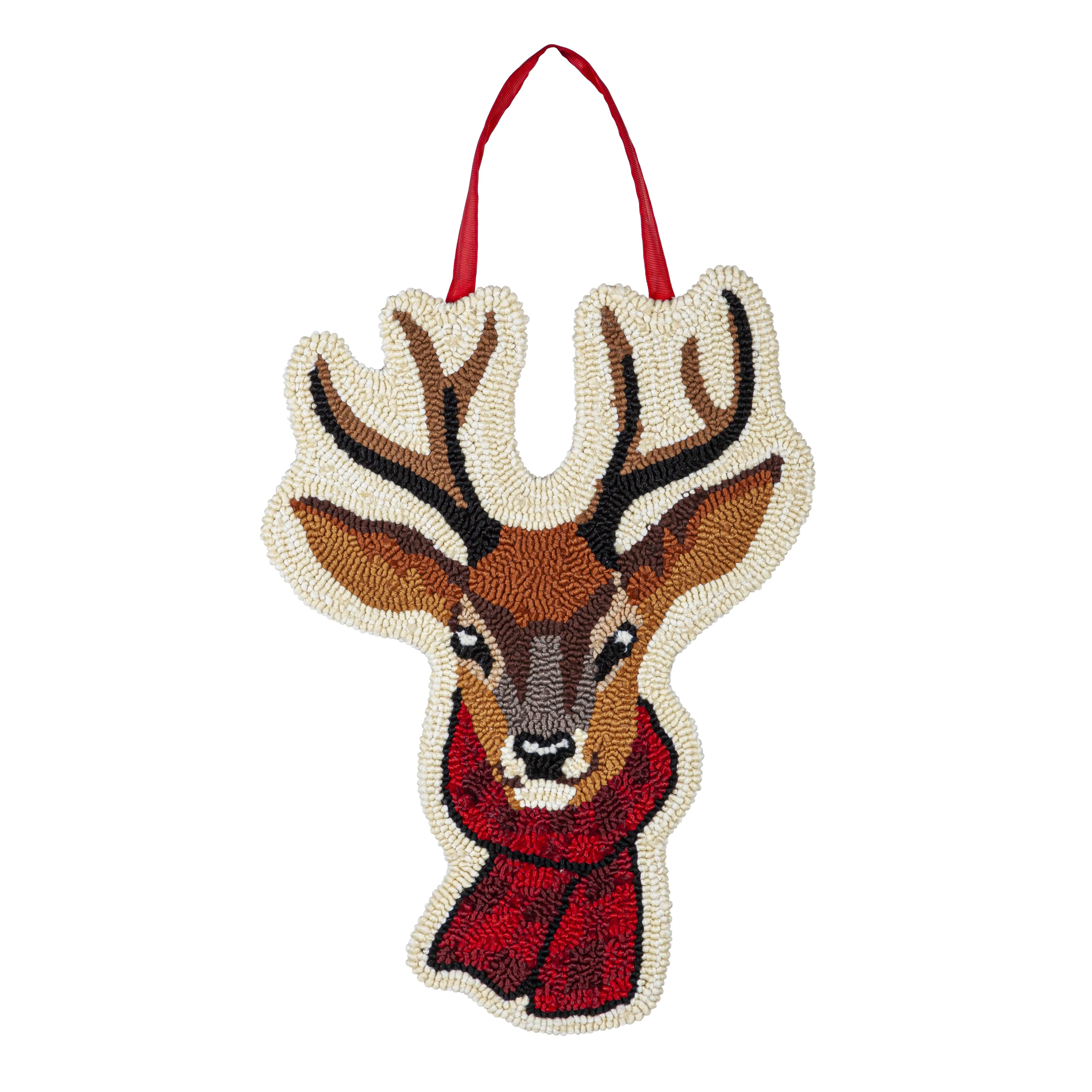 Reindeer with Scarf Hooked Door Décor,2dhb2423