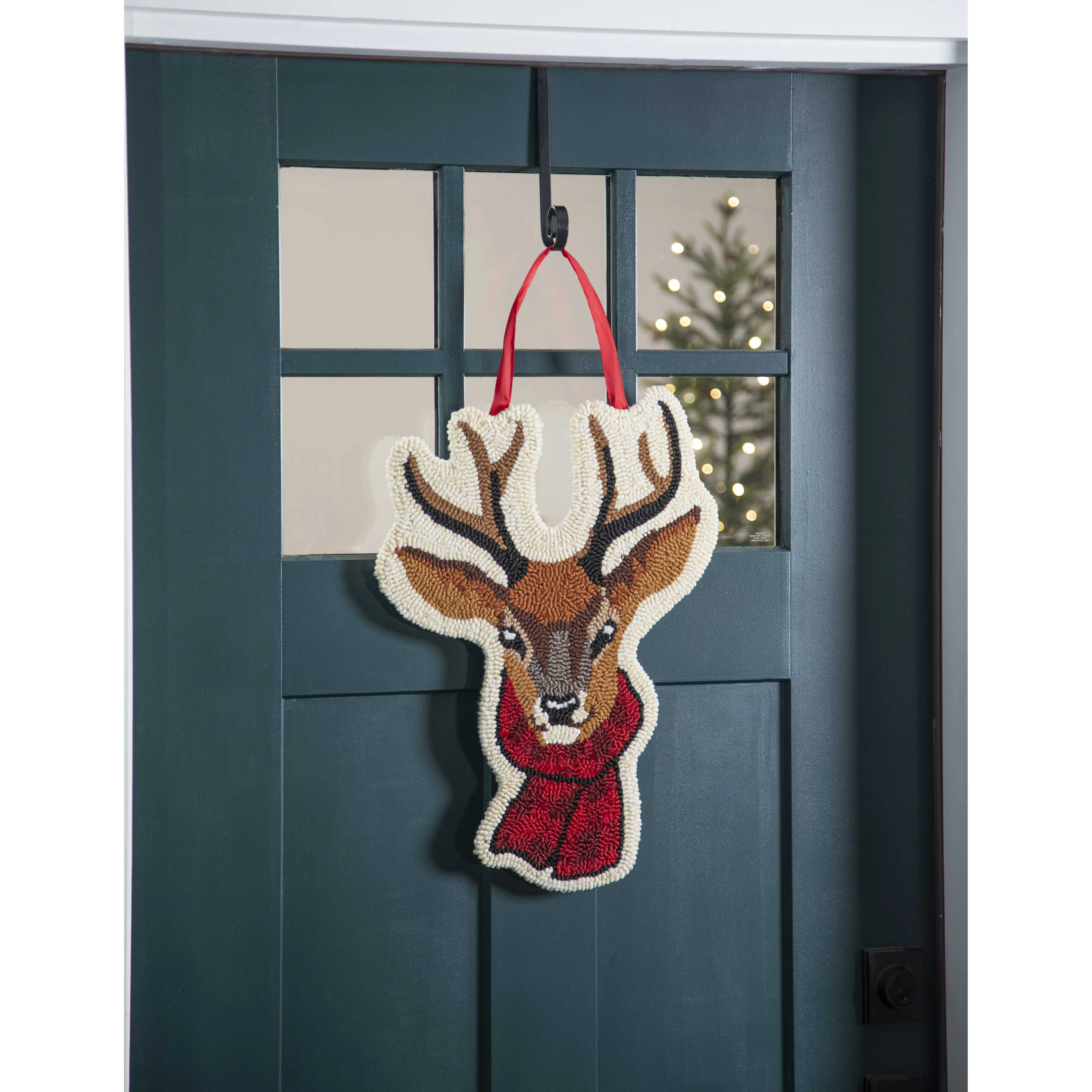 Reindeer with Scarf Hooked Door Décor,2dhb2423