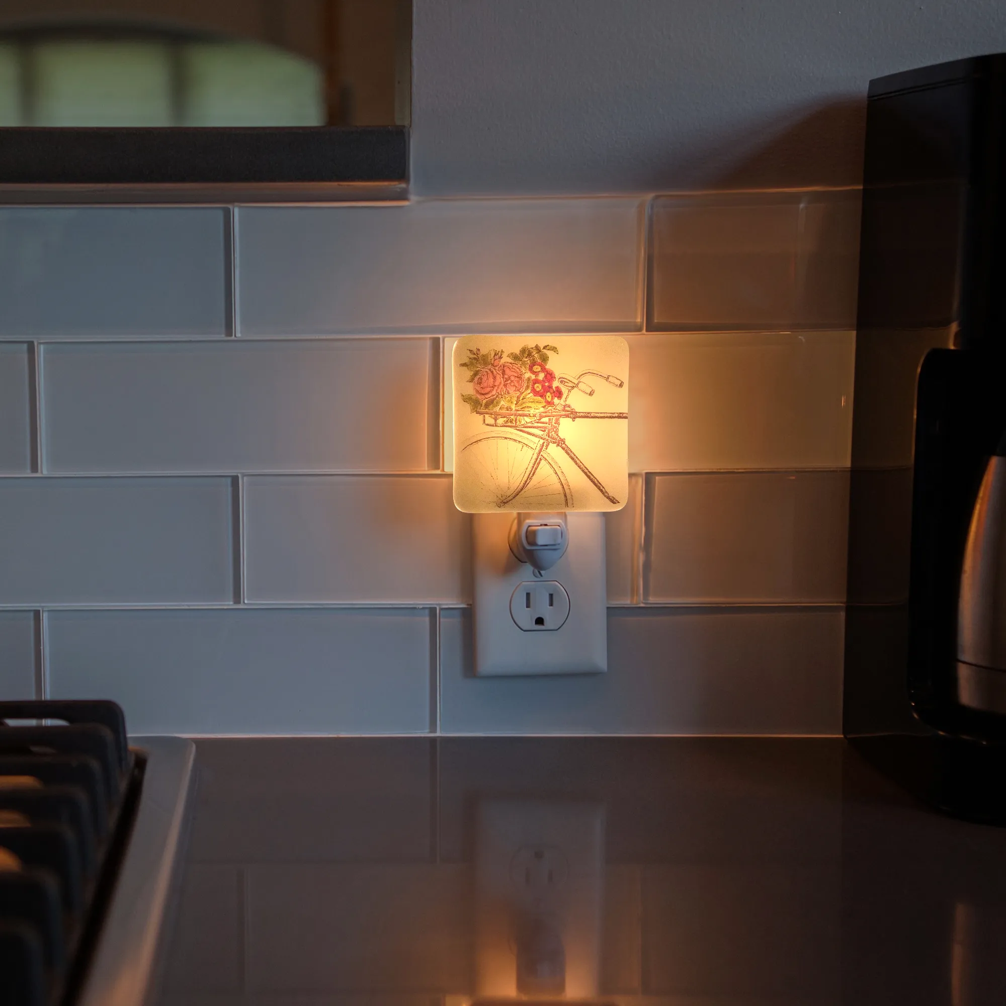 Rustic Bicycle with Flowers in Handlebar Basket Night Light