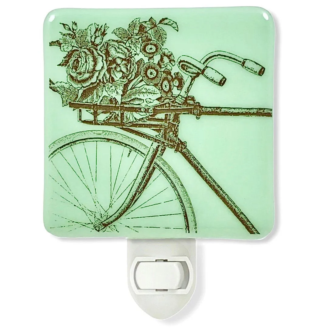 Rustic Bicycle with Flowers in Handlebar Basket Night Light