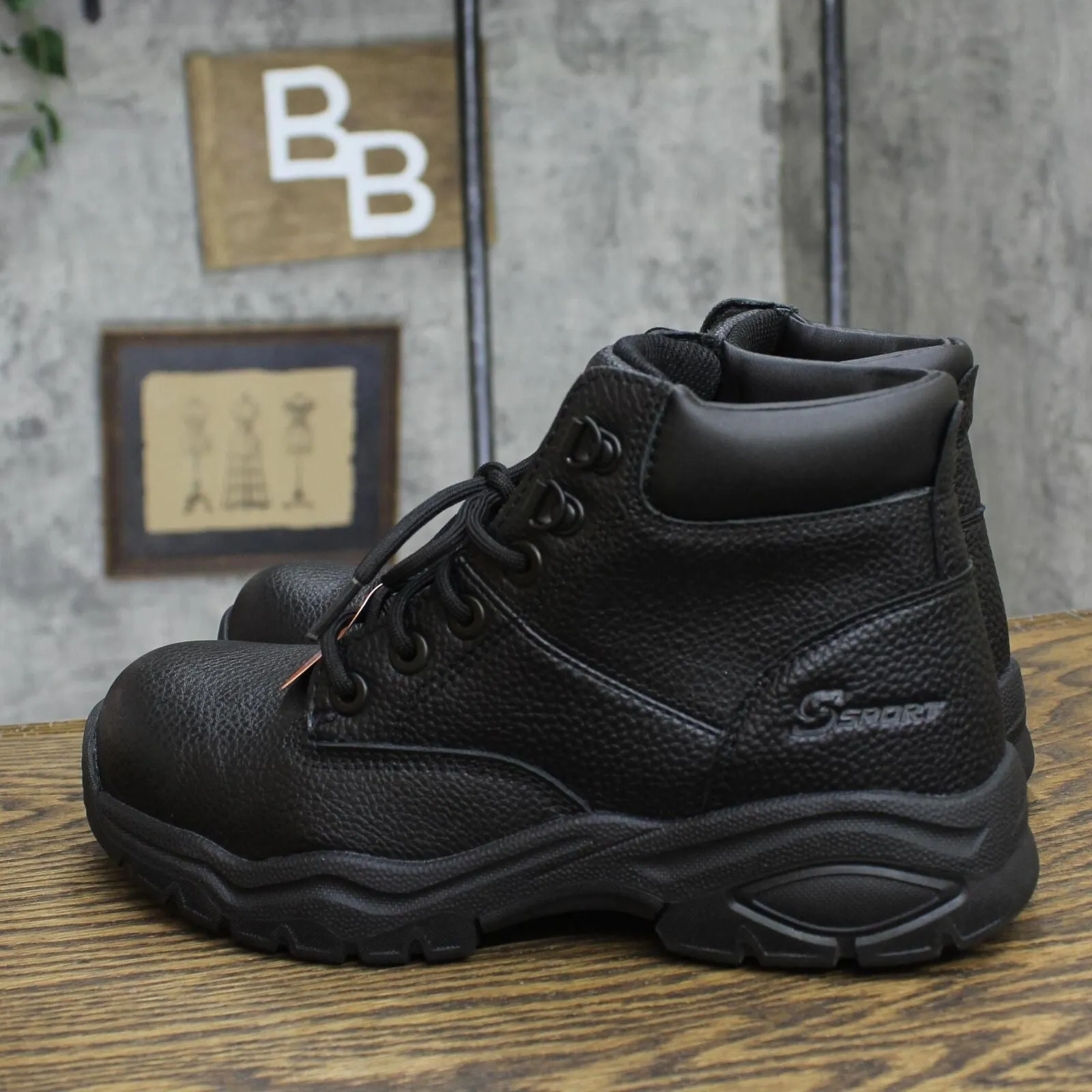 S Sport By Skechers Mens Elton Steel Toe Leather Work Boots 88421397 Black 7