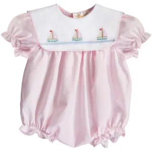 Sailboats Lt. Pink Embroidered Girl Bubble