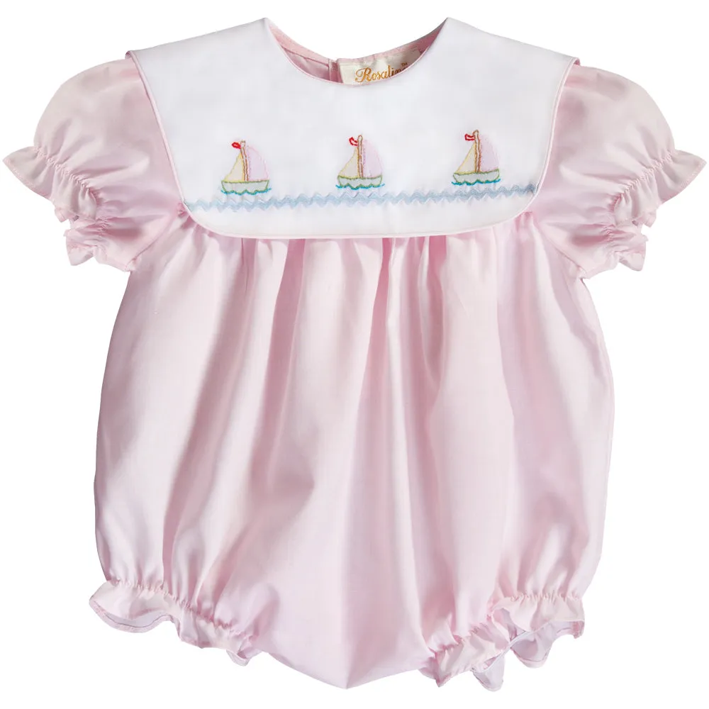 Sailboats Lt. Pink Embroidered Girl Bubble