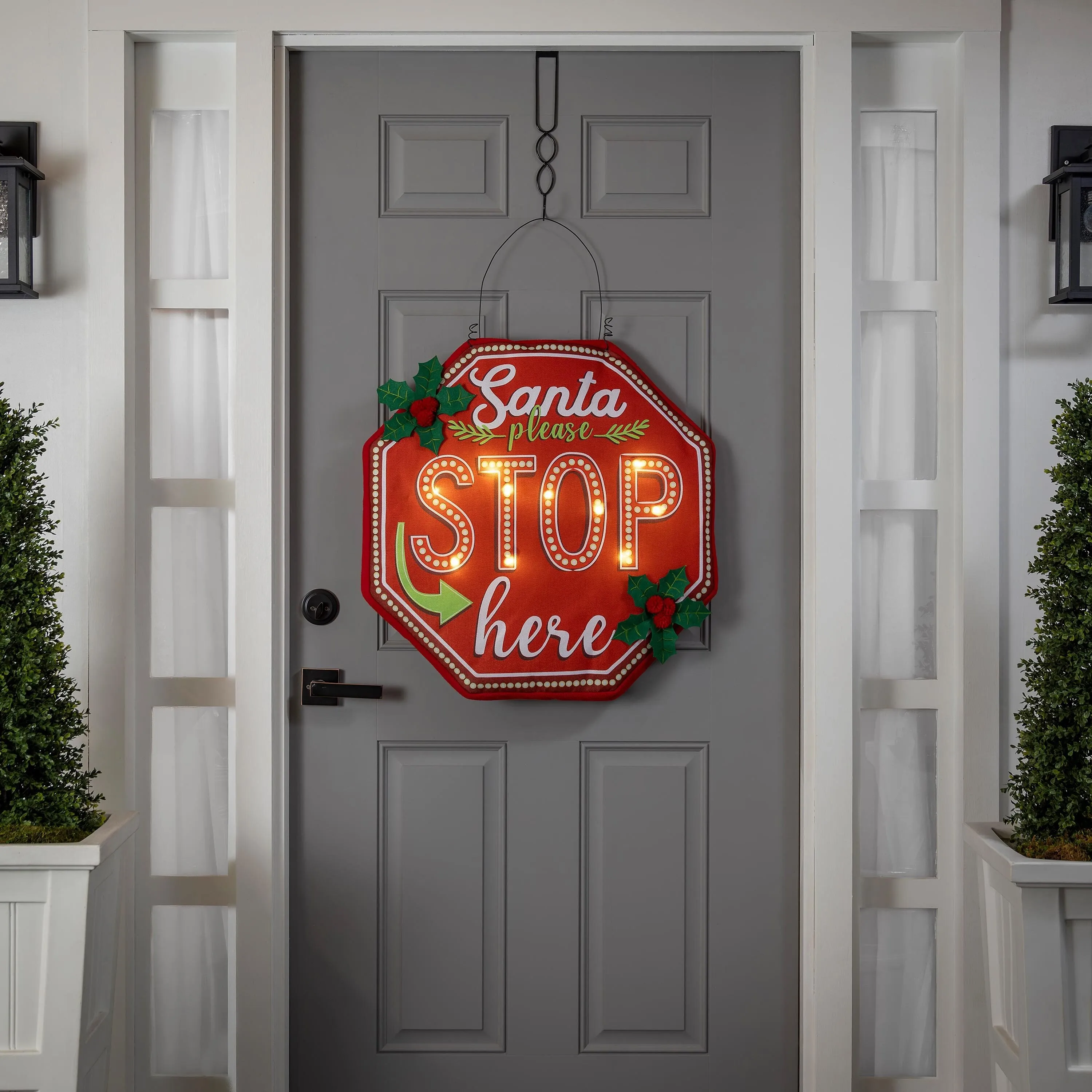 Santa, Please Stop Here Lighted Estate Door Décor,2deb2623bl