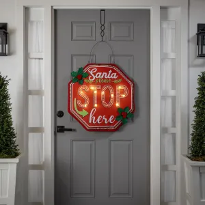 Santa, Please Stop Here Lighted Estate Door Décor,2deb2623bl