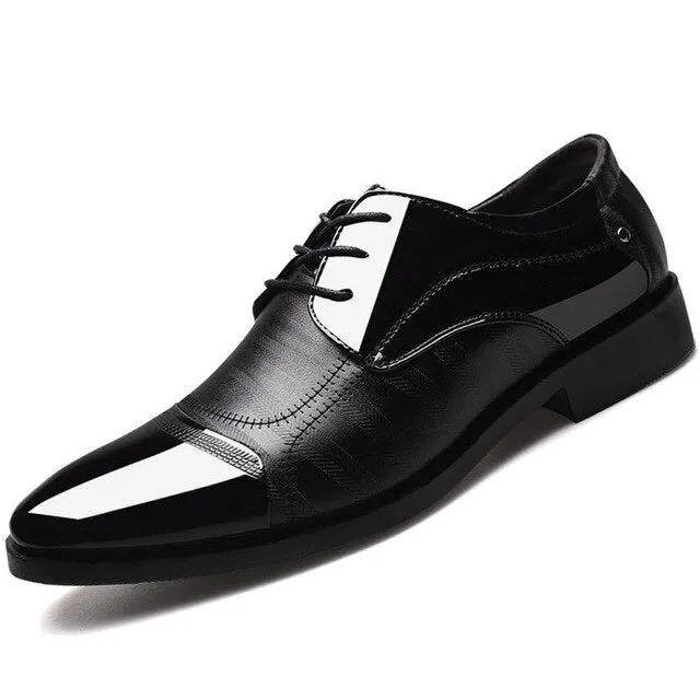 Shiny Leather Shoes Men  Luxury Business Oxford Designer Breathable Formal Dress Shoes Male Office Wedding Flats Footwear