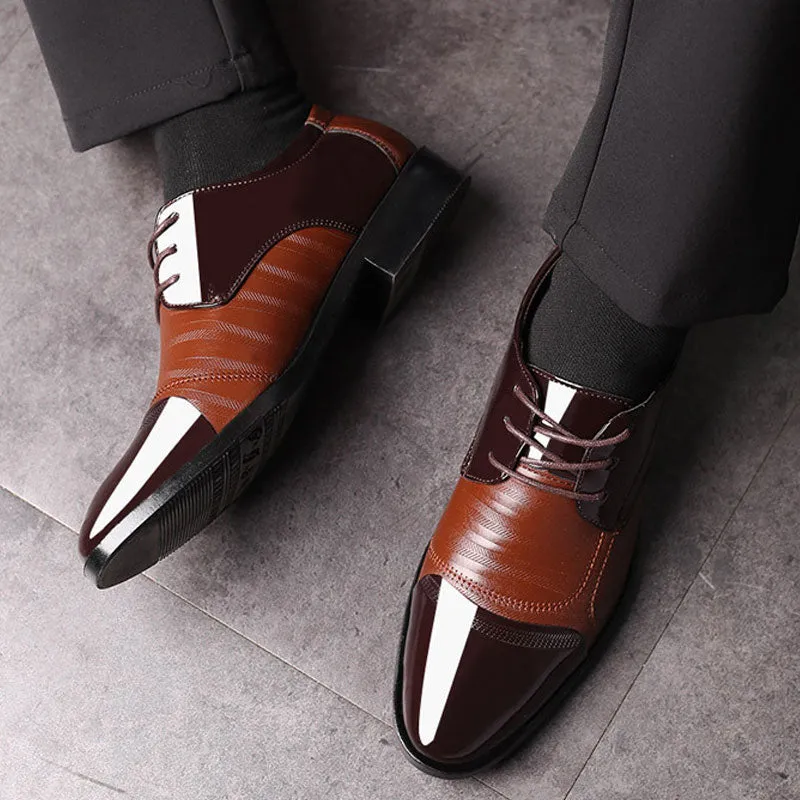 Shiny Leather Shoes Men  Luxury Business Oxford Designer Breathable Formal Dress Shoes Male Office Wedding Flats Footwear