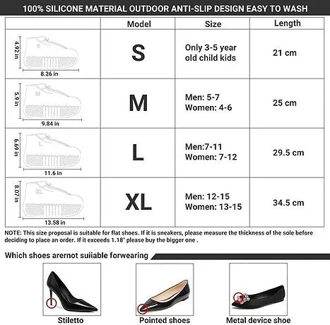 Silicone Shoes Protectors/Covers Easy to Disinfect with Zipper