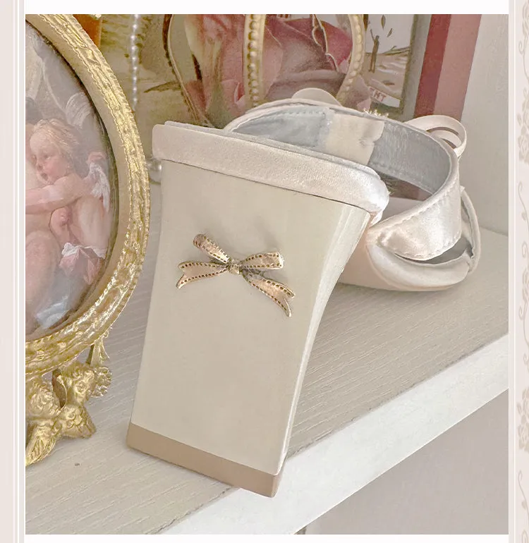 Silver Pink Bow Strap Sandals High Heels high heels Open-toe Flip-flops