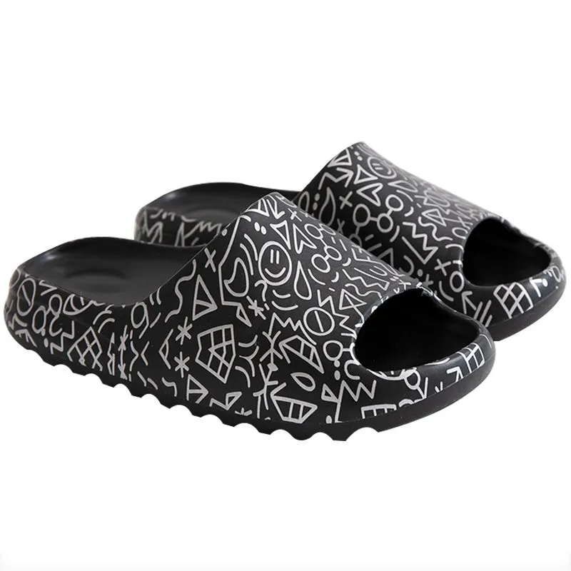 Skidproof Household Graffiti Yeezy Slides for Couples