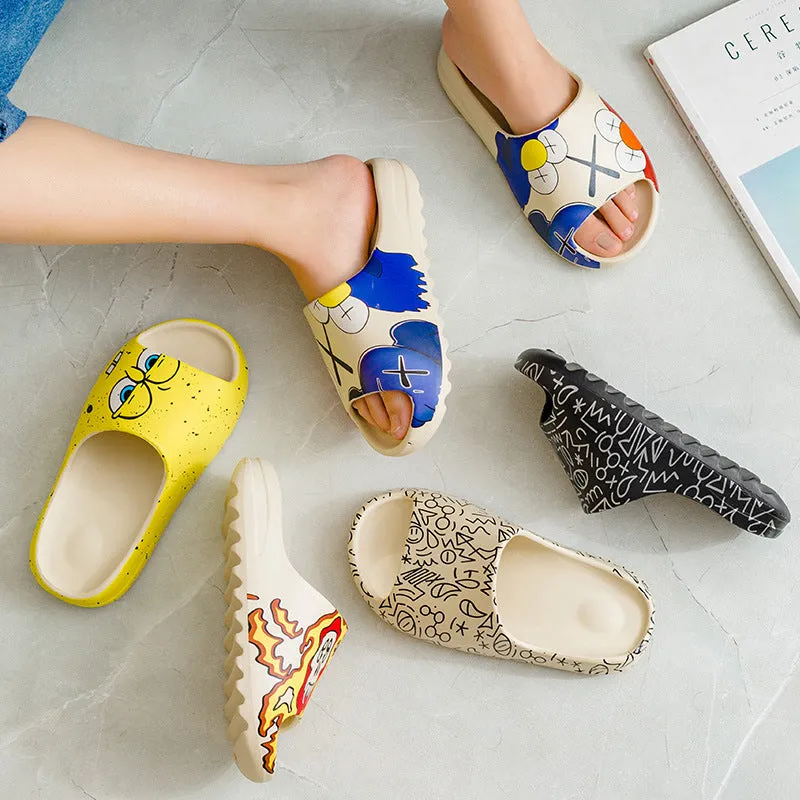 Skidproof Household Graffiti Yeezy Slides for Couples