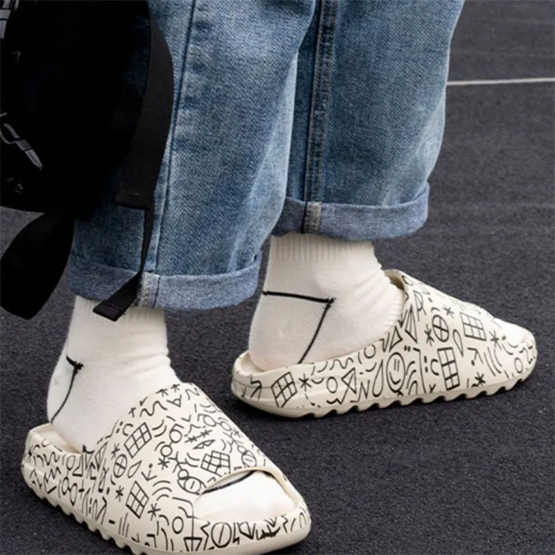Skidproof Household Graffiti Yeezy Slides for Couples