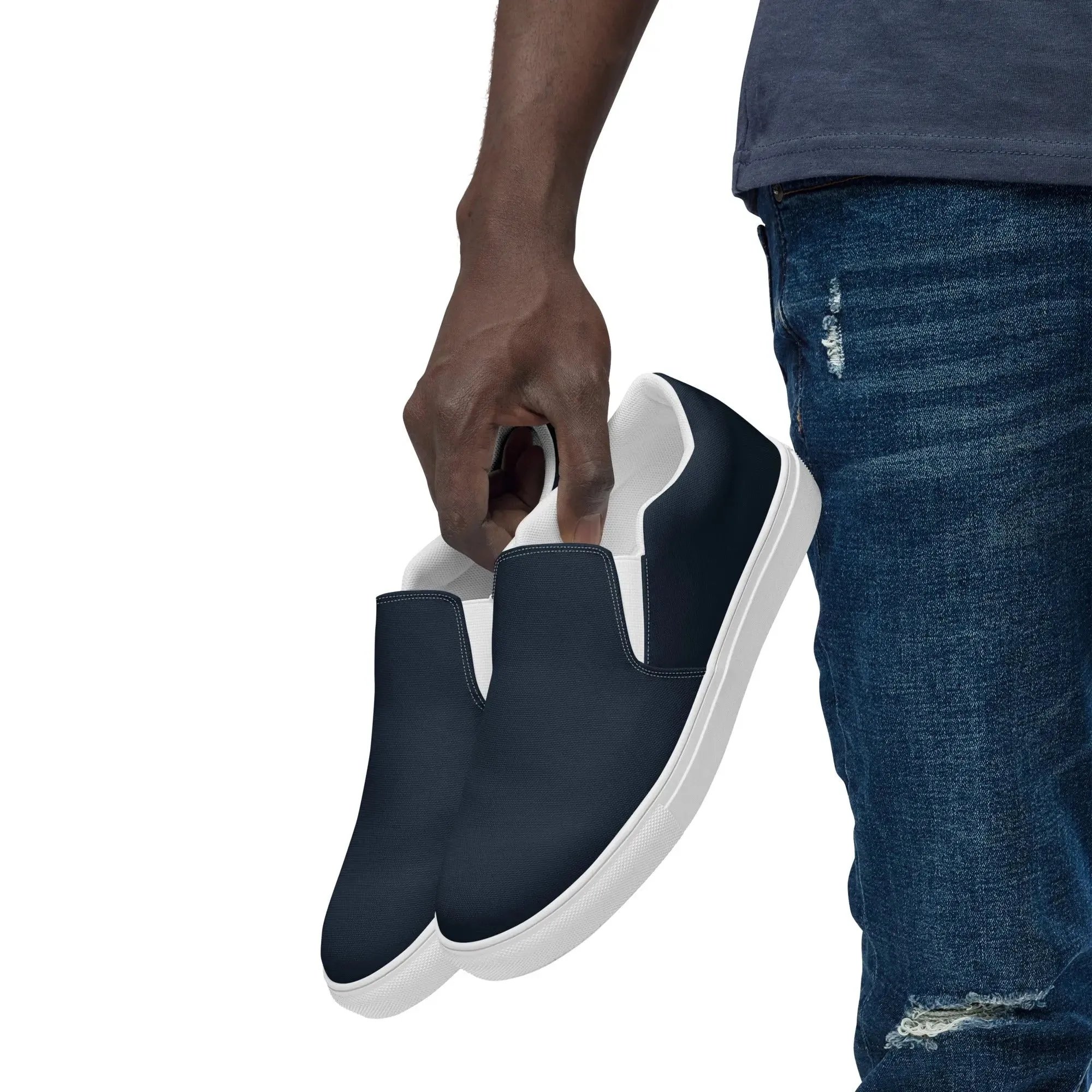 Slips by Dockhead Men’s Slip-On Canvas Shoes (Dark Blue)