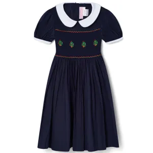 Smocked Navy Tree Dress