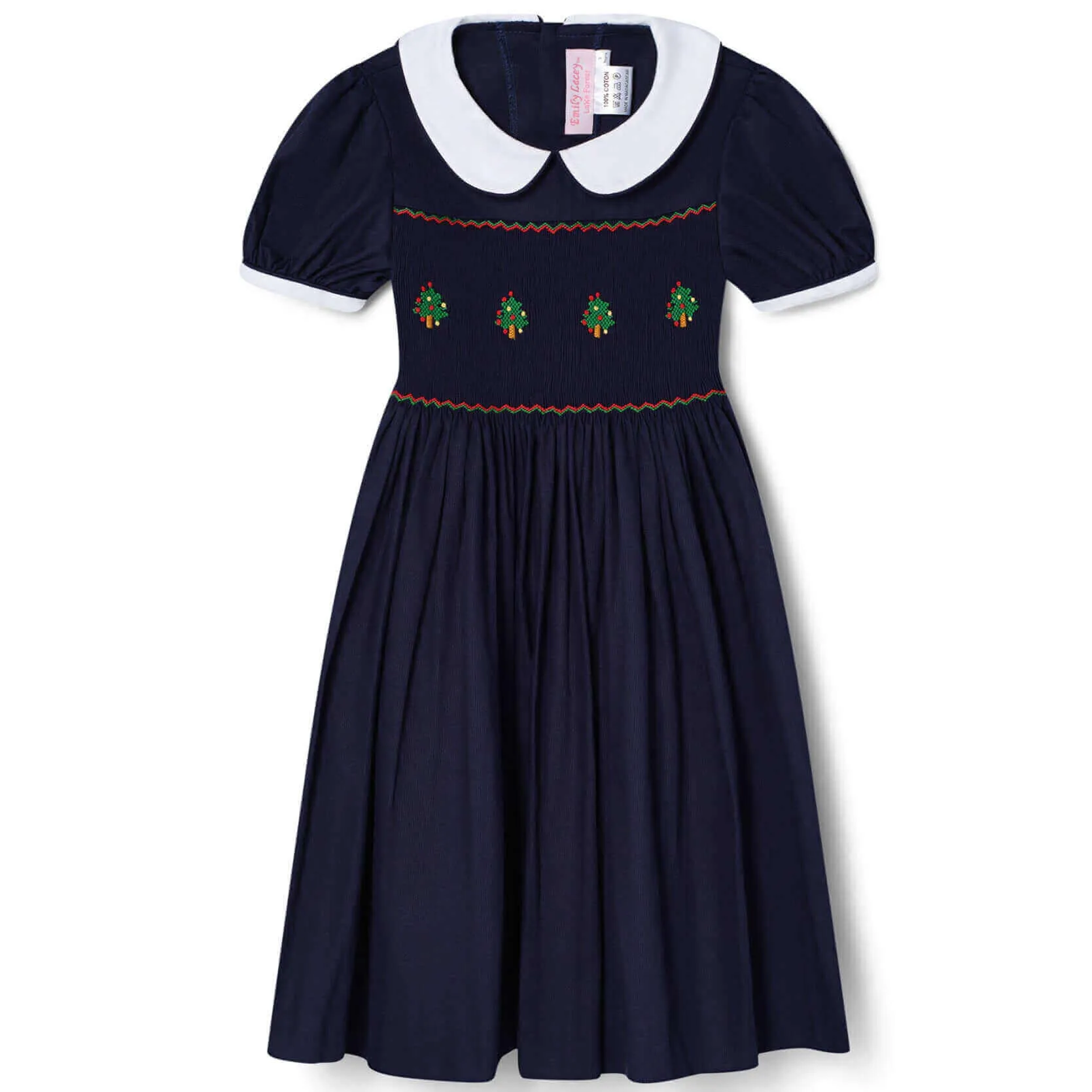 Smocked Navy Tree Dress