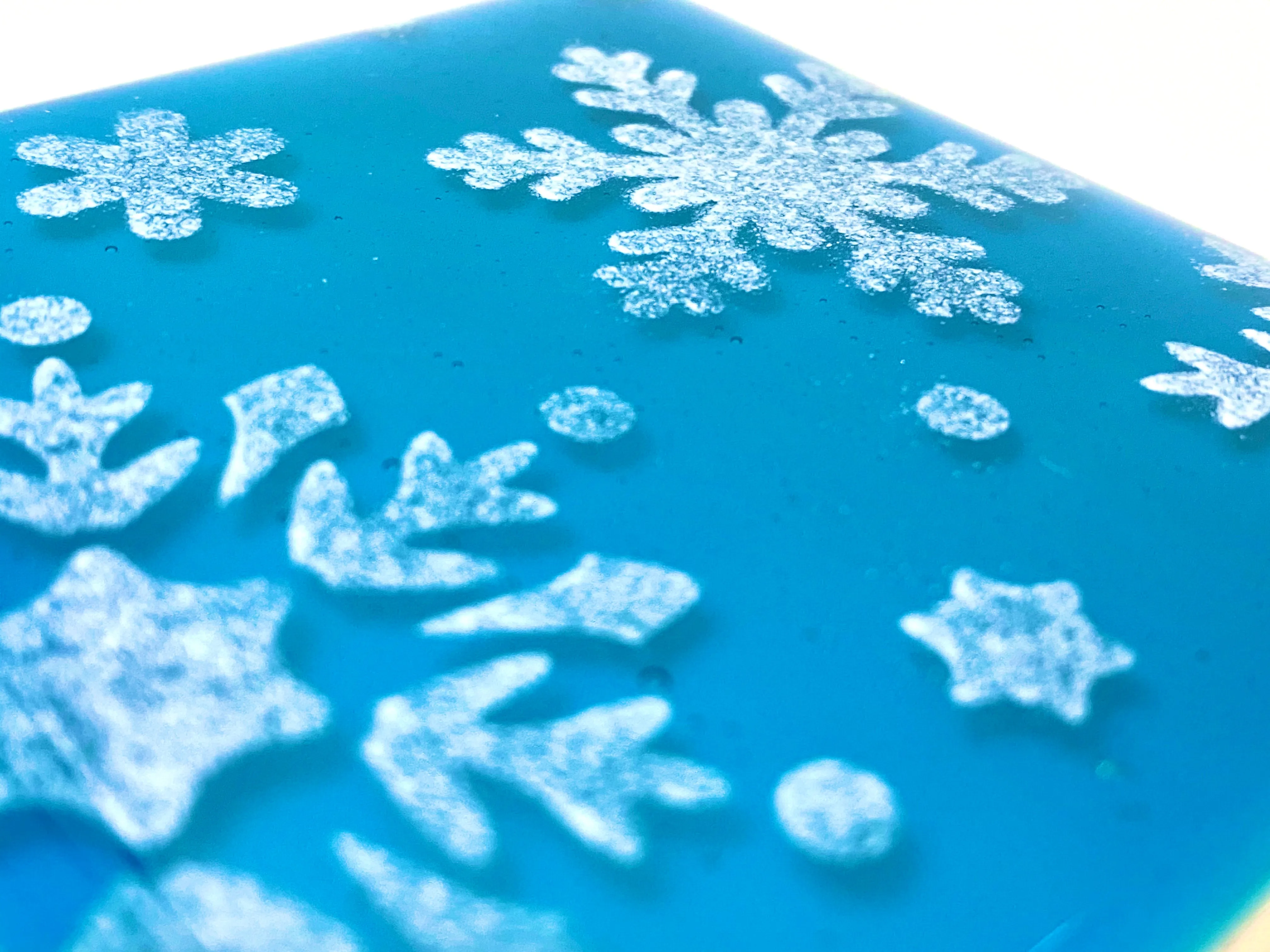 Snowflake Night Light  Peacock Blue Glass with White Enamel