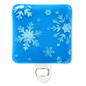 Snowflake Night Light  Peacock Blue Glass with White Enamel