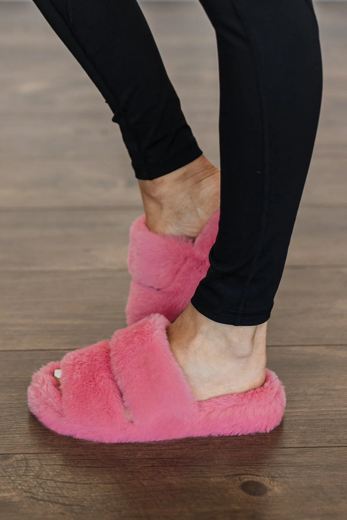 Soda Corset Faux Fur Slippers- Coral