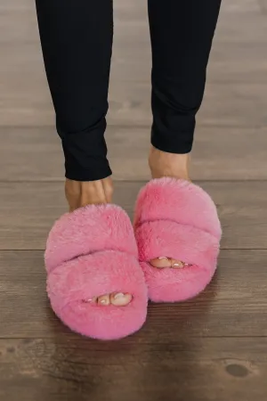 Soda Corset Faux Fur Slippers- Coral