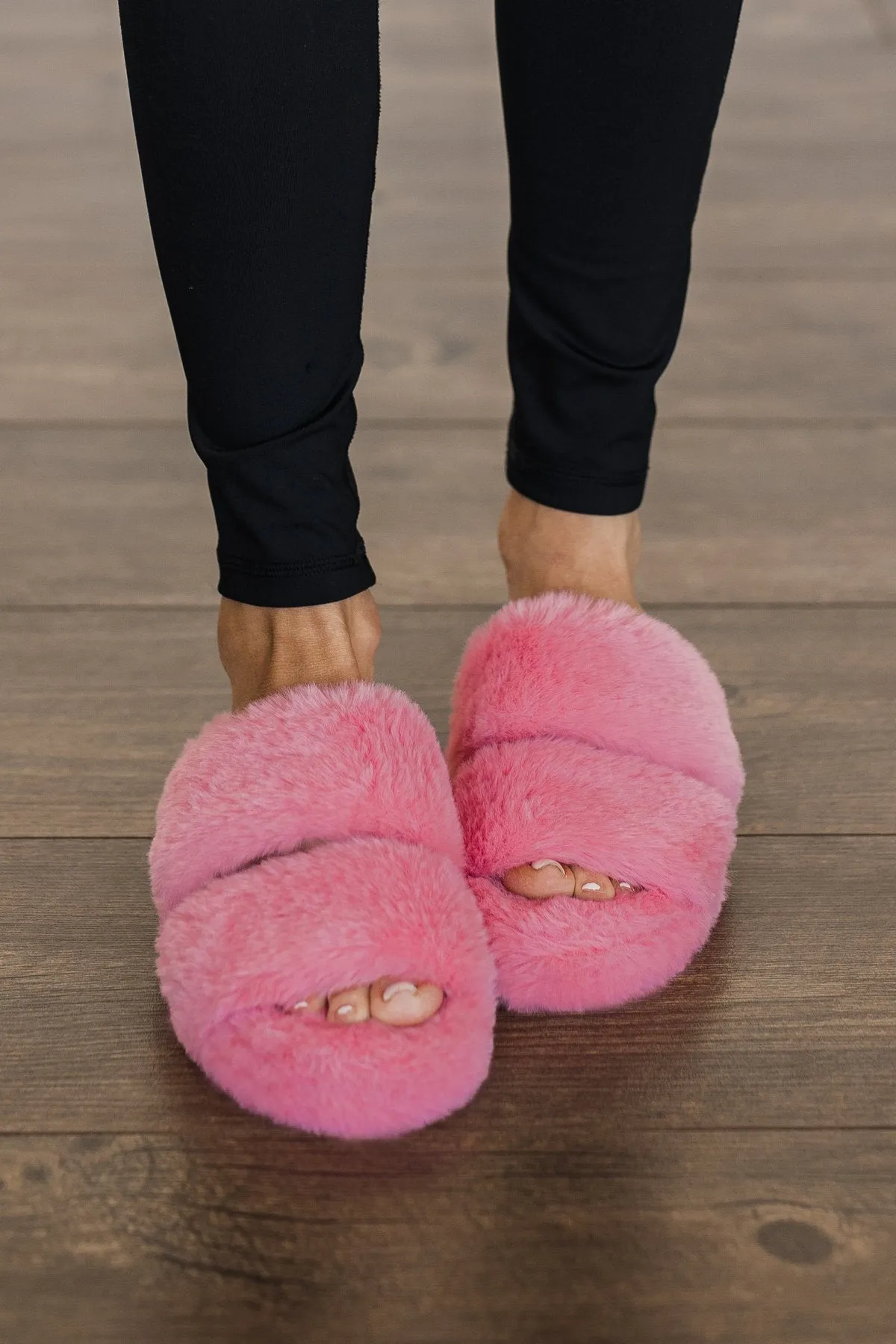 Soda Corset Faux Fur Slippers- Coral