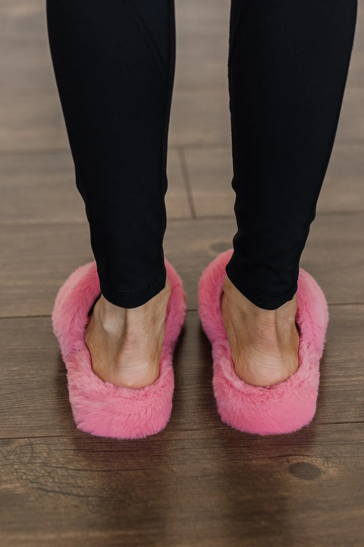 Soda Corset Faux Fur Slippers- Coral