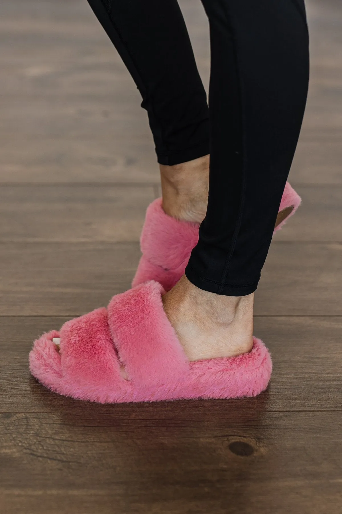 Soda Corset Faux Fur Slippers- Coral
