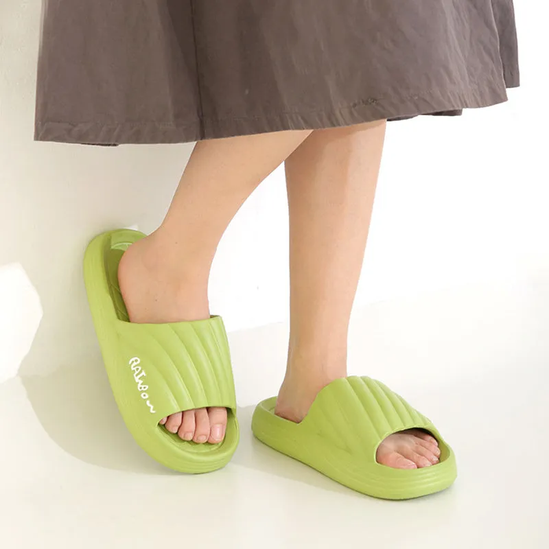 Solid Stripe Thick-soled Slippers
