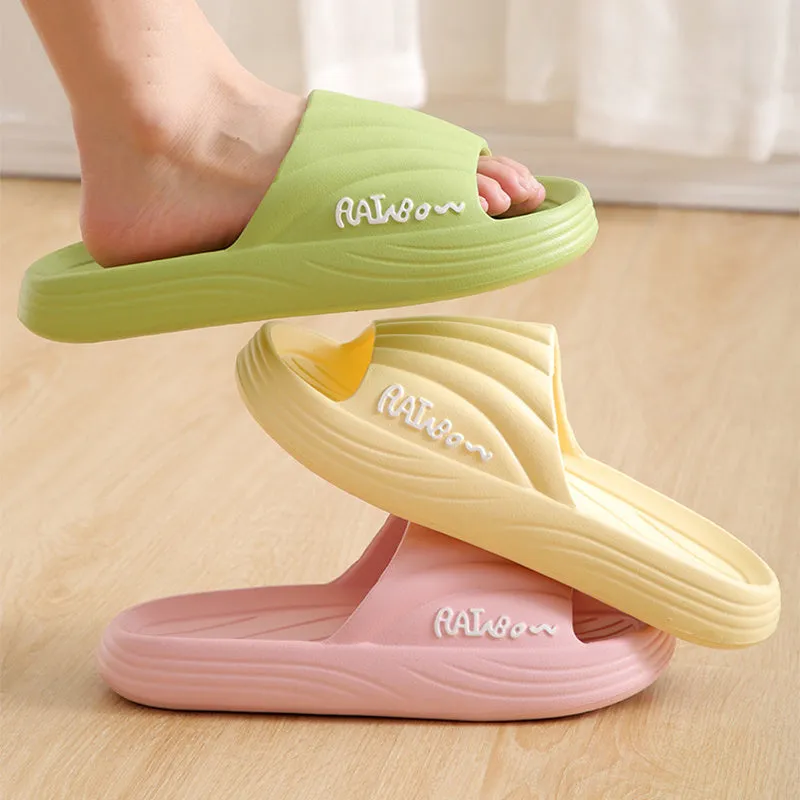 Solid Stripe Thick-soled Slippers