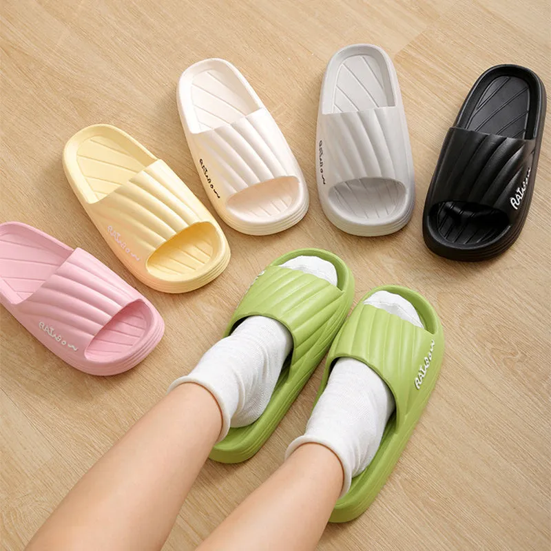 Solid Stripe Thick-soled Slippers