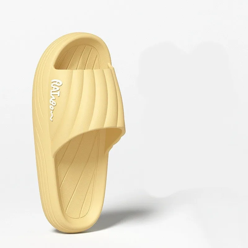 Solid Stripe Thick-soled Slippers