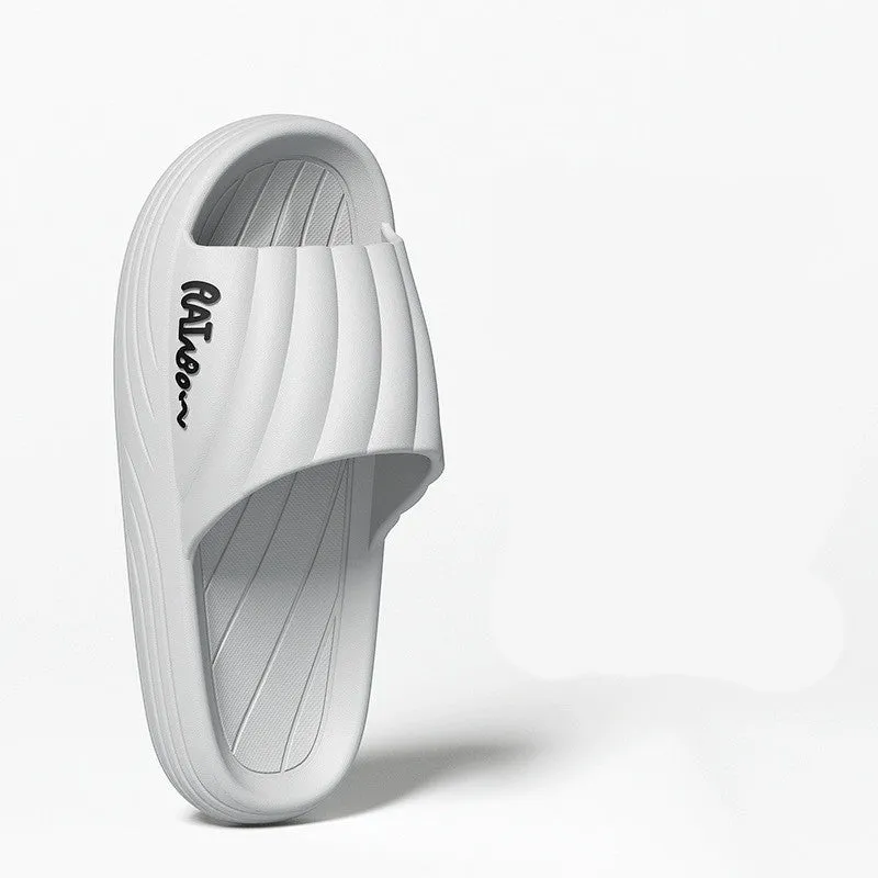 Solid Stripe Thick-soled Slippers