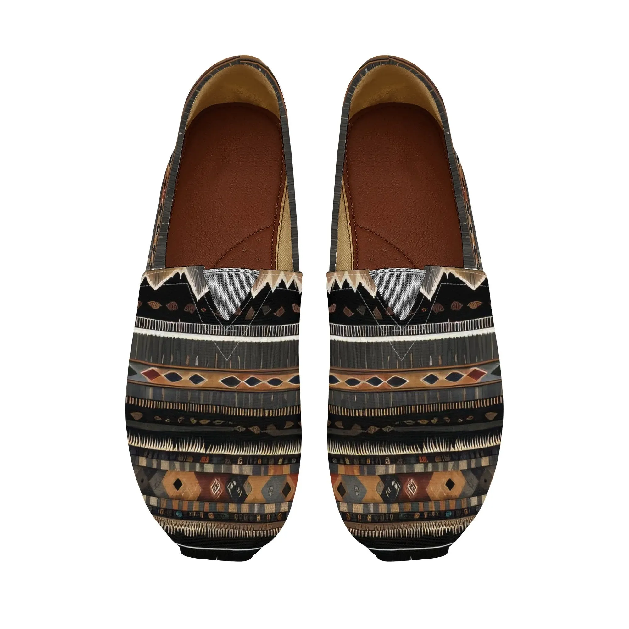 Southwestern Brown Stripes - Mens Casual Slip On Shoes