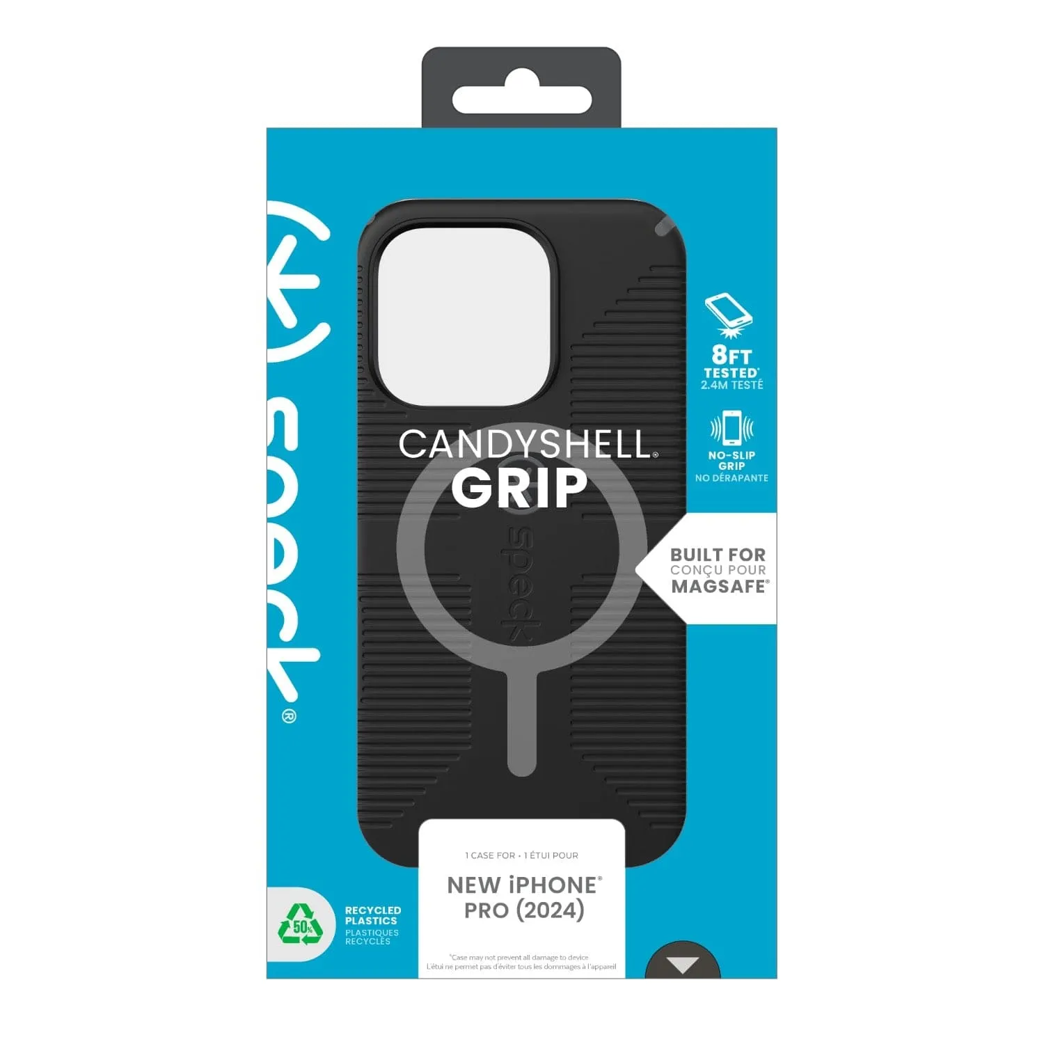 Speck Candyshell Grip MagSafe Case – Apple iPhone 16 Pro – Black & Slate Grey