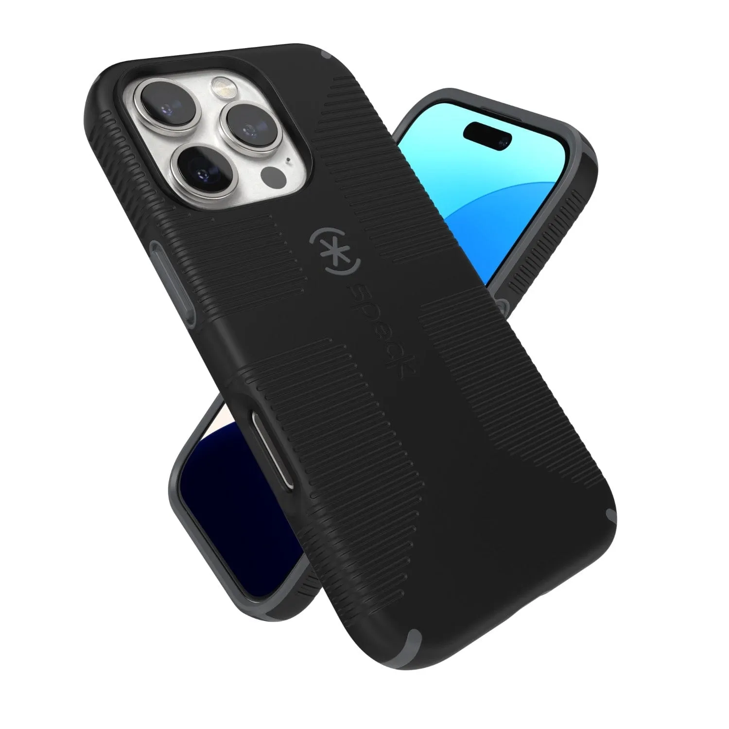 Speck Candyshell Grip MagSafe Case – Apple iPhone 16 Pro – Black & Slate Grey