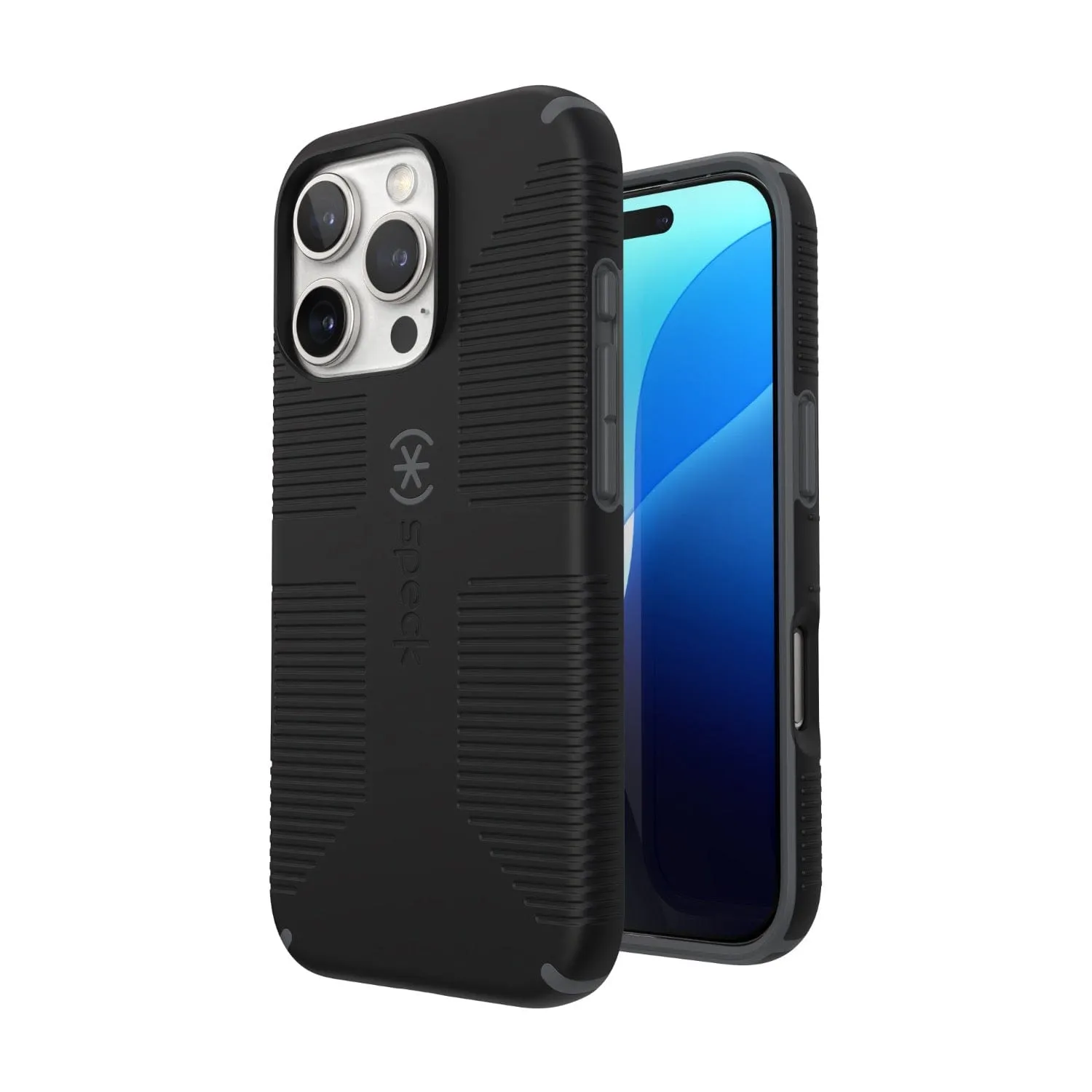 Speck Candyshell Grip MagSafe Case – Apple iPhone 16 Pro – Black & Slate Grey