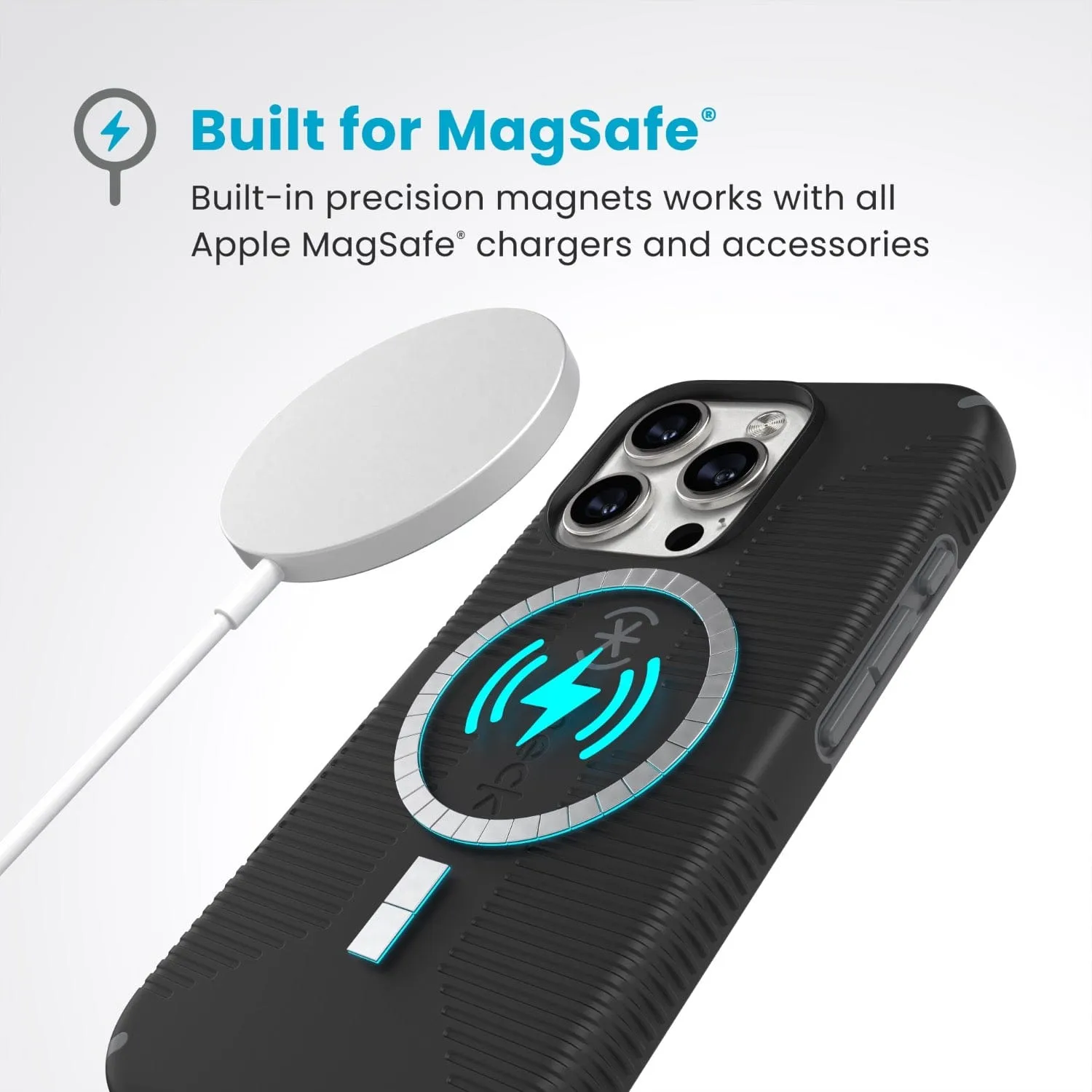 Speck Candyshell Grip MagSafe Case – Apple iPhone 16 Pro – Black & Slate Grey