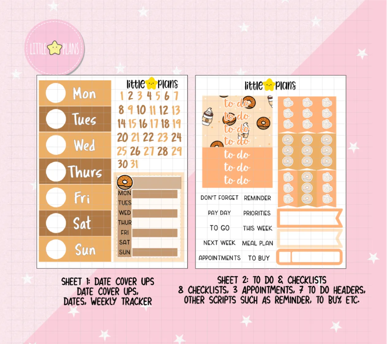 Spiced Latte Weekly Planner Sticker Kit