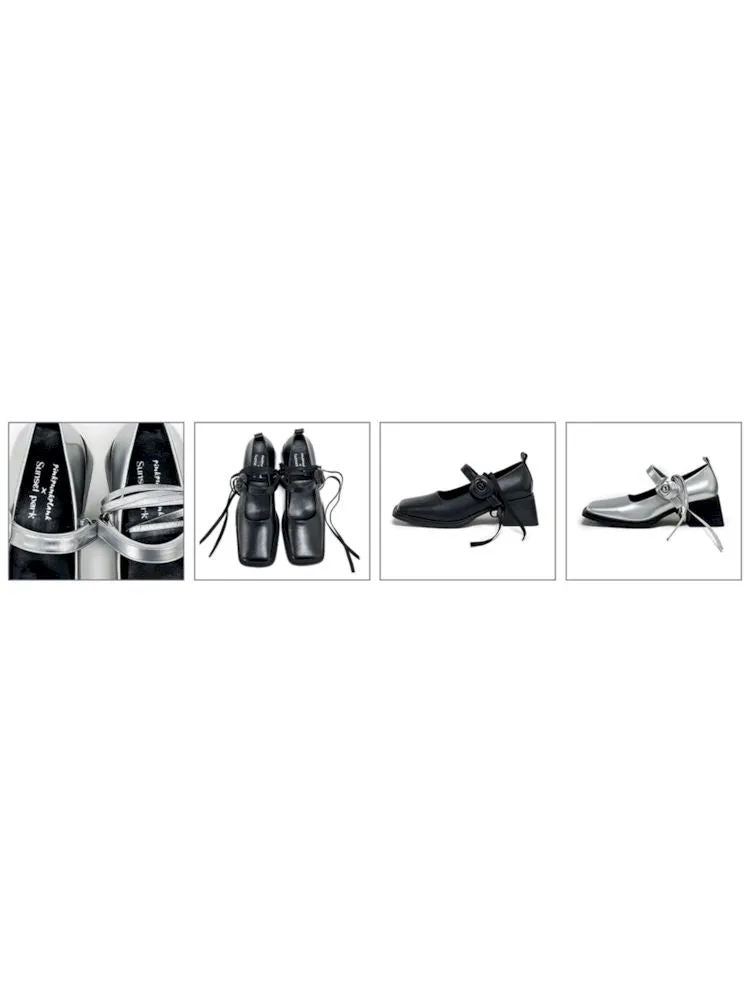 square toe leather shoes