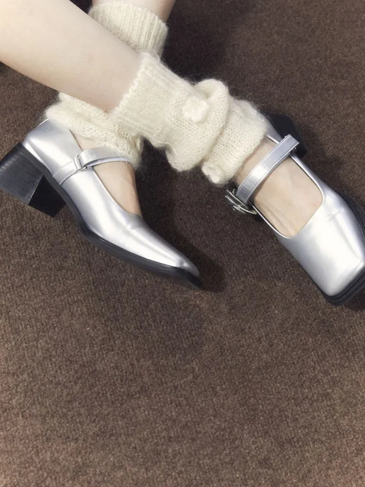 square toe leather shoes